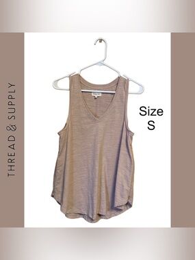 ✨ Thread & Supply Flowy Boho Tank Dusty Pink Mauve V-Neck Lightweight Size S ✨
